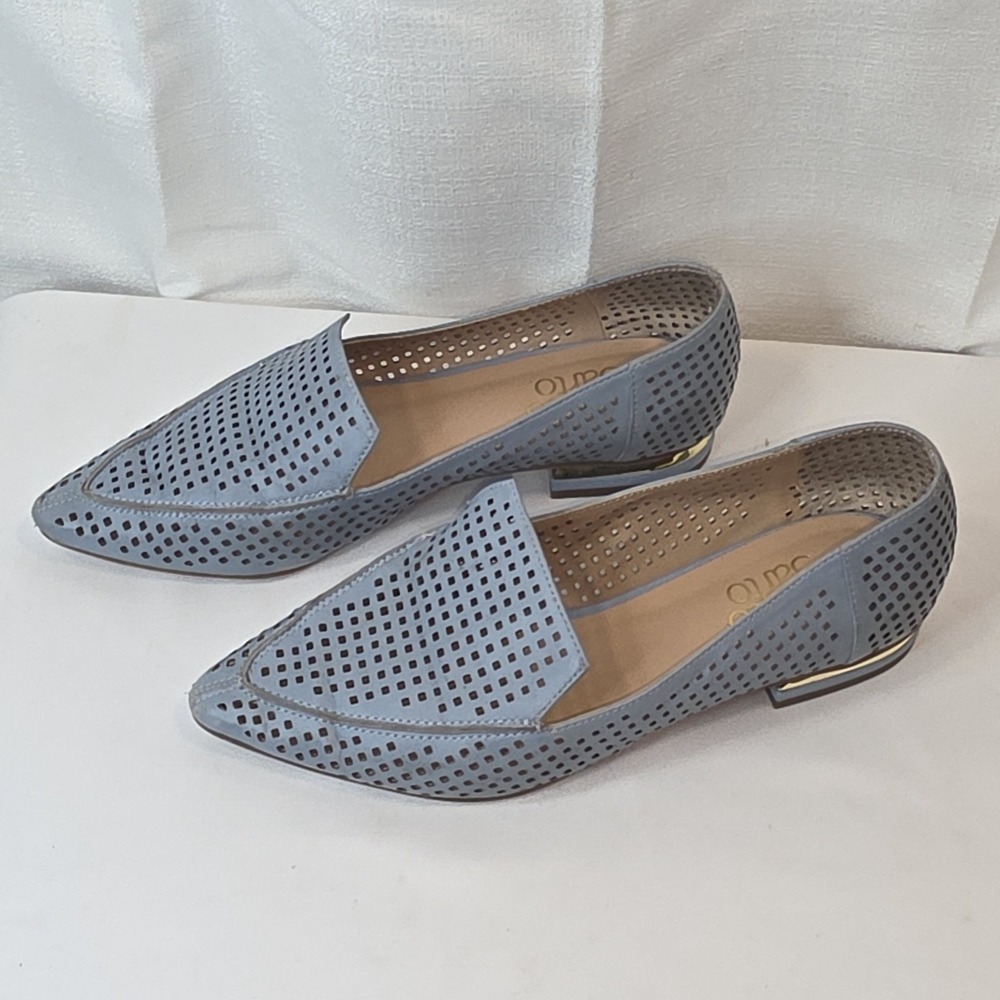Franco Sarto Powder Blue Mesh Perforated Loafer Leather Flats Shoes Size 6‎